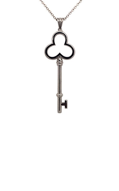 White gold key pendant necklace sales