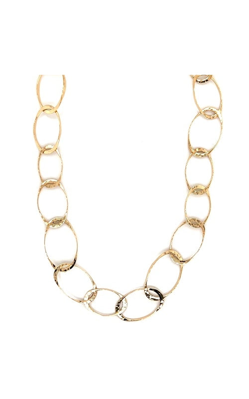 14K YELLOW GOLD HAMMERED TEXTURE OVAL NECKLACE  G12765
