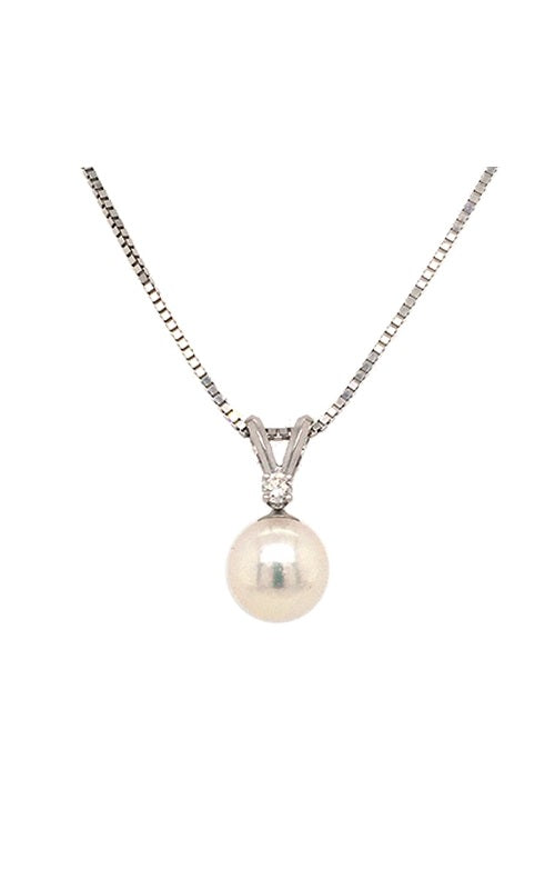 14K WHITE GOLD AKOYA PEARL PENDANT WITH DIAMOND ACCENT G12875