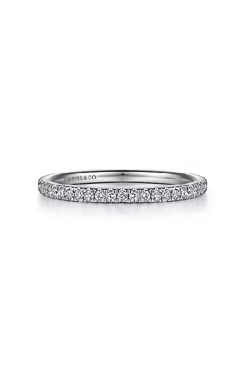 14K White Gold French Pavé Diamond Anniversary Band   G13180