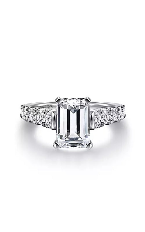 14K White Gold Emerald Cut Diamond Engagement Ring   G13213