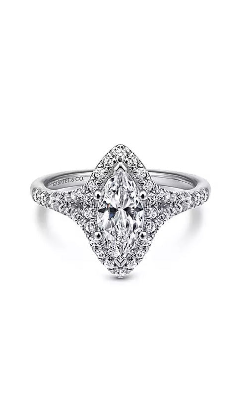14K White Gold Marquise Halo Diamond Engagement Ring   G13216