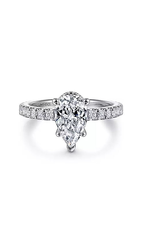 14K White Gold Hidden Halo Pear Shape Diamond Engagement Ring  ER14649P6W44JJ