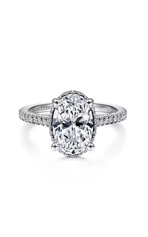 14K White Gold Hidden Halo Oval Diamond Engagement Ring   G13230