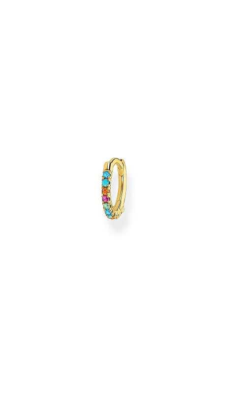 SINGLE HOOP EARRING COLOURFUL STONES GOLD by Thomas Sabo