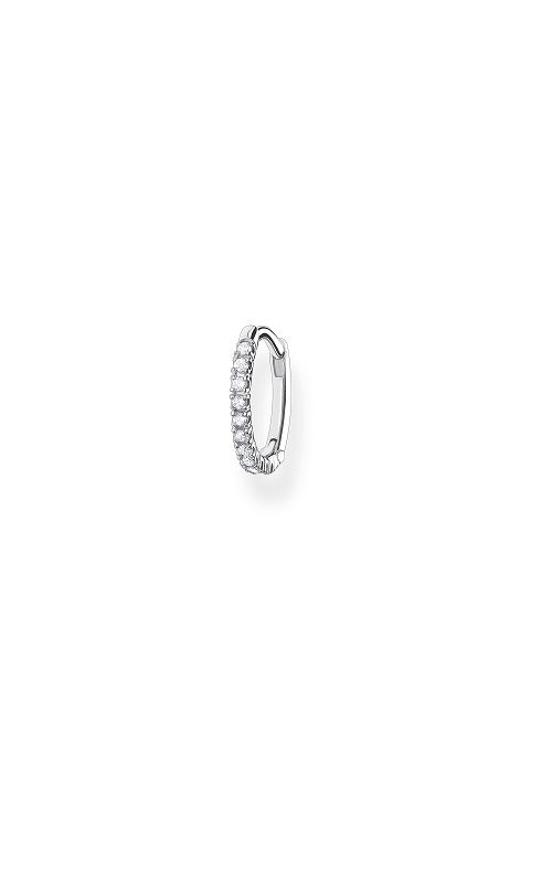 SINGLE HOOP EARRING WHITE STONES SILVER by Thomas Sabo