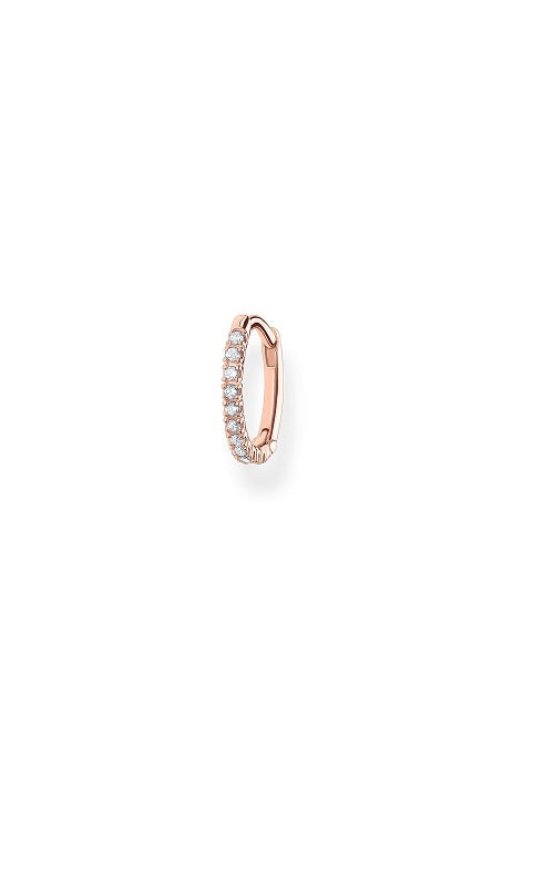 SINGLE HOOP EARRING WHITE STONES ROSE GOLD  by Thomas Sabo