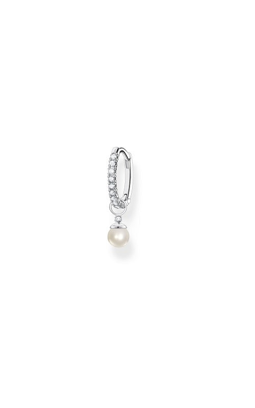 SINGLE HOOP EARRING WITH PEARL PENDANT SILVER by Thomas Sabo