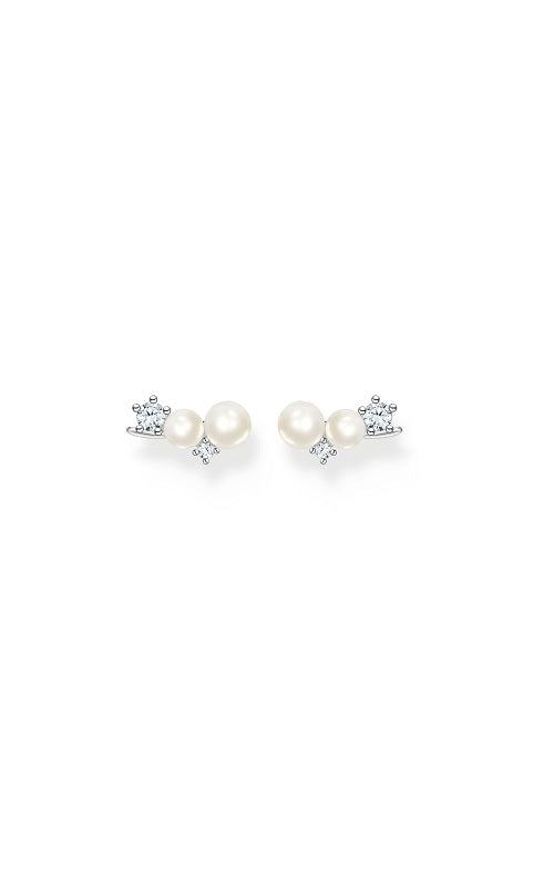 EAR CLIMBER PEARLS WITH WHITE STONES SILVER by Thomas Sabo