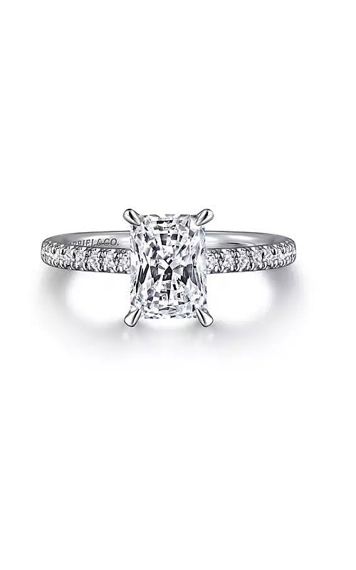 14K White Gold Rectangular Radiant Cut Diamond Engagement Ring G14146