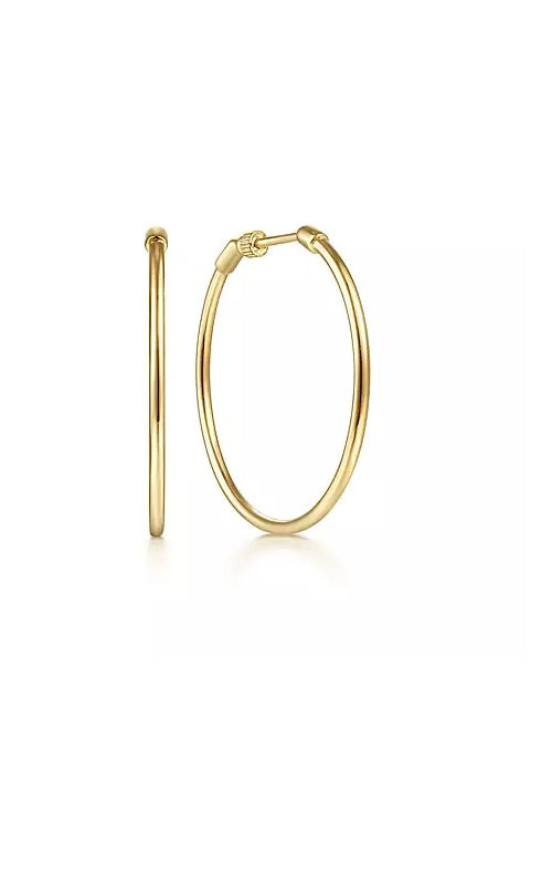 14K Yellow Gold 30mm Round Classic Hoop Earrings G14155
