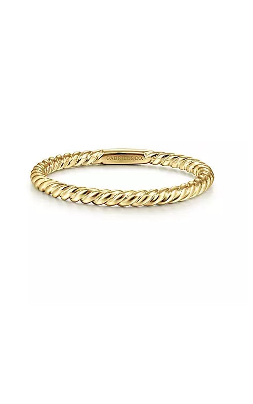 14K Yellow Gold Twisted Rope Stackable Ring G14163