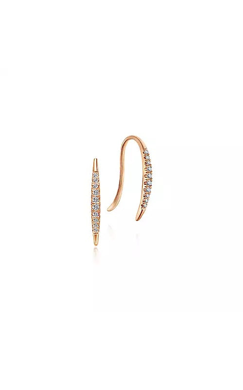 14K Rose Gold Tapered Diamond Threader Drop Earrings  G14610