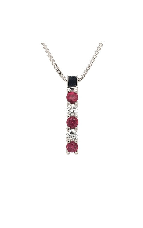 14K WHITE GOLD RUBY AND DIAMOND NECKLACE  G5210