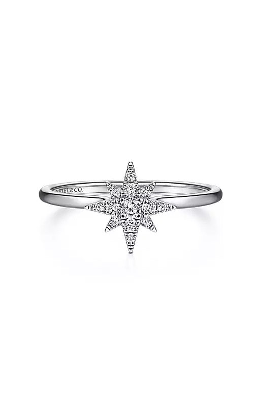 14K White Gold Diamond Starburst Ring  G14234
