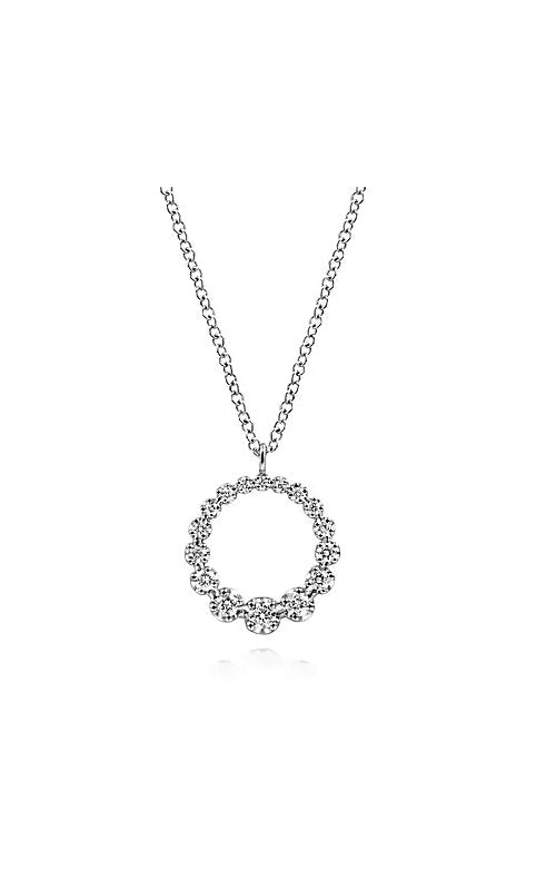 14K White Gold Diamond Circle Pendant Necklace  G14723