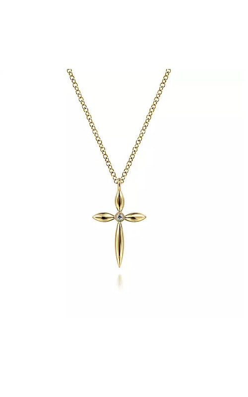 14K Yellow Gold Diamond Cross Pendant Necklace  G16109