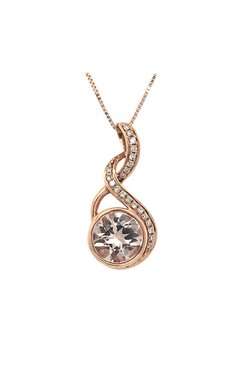 14K ROSE GOLD MORGANITE PENDANT WITH DIAMOND ACCENTS  G12114