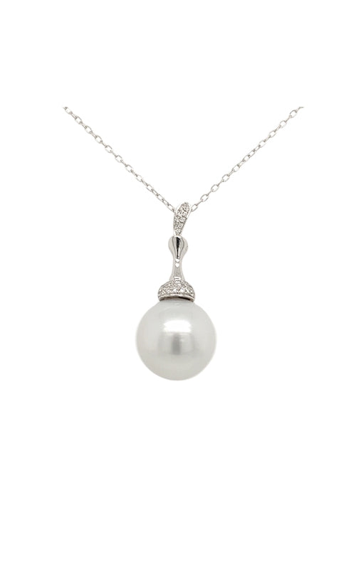 18K WHITE SOUTH SEA PEARL PENDANT WITH DIAMOND ACCENTS  G12545